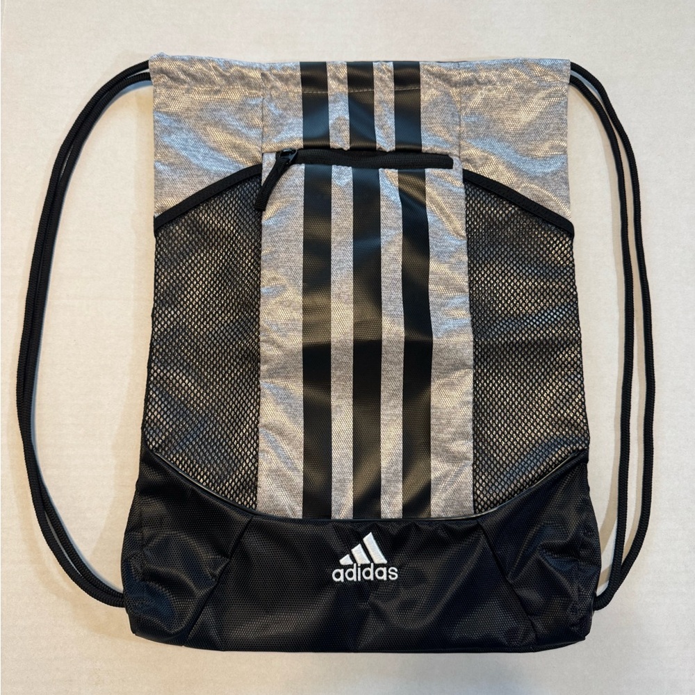 Adidas Black and Gray Sack Pack Lightweight Bag never used